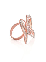 Butterfly Design International Style Rose Gold Plated Cocktail Ring