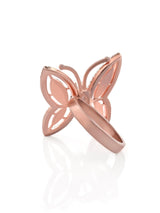 Butterfly Design International Style Rose Gold Plated Cocktail Ring