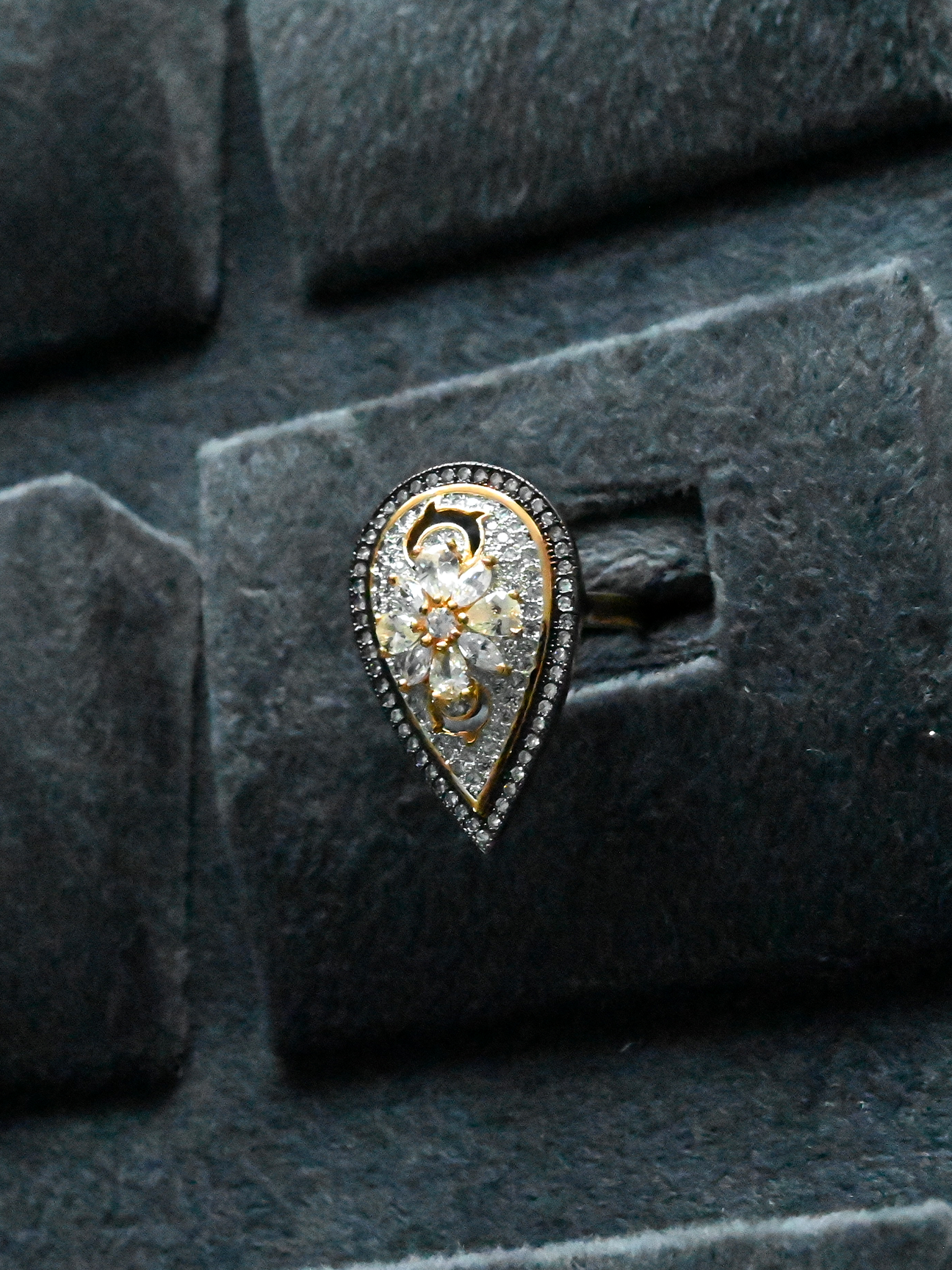 Contemporary International Diamonds Cocktail Ring