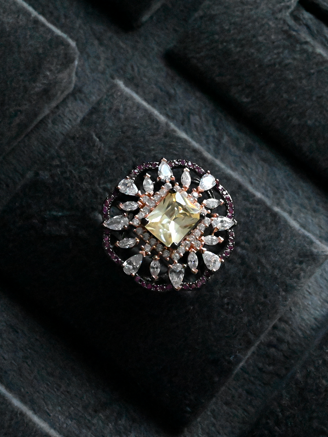 Floral Black Beauty Cocktail Ring