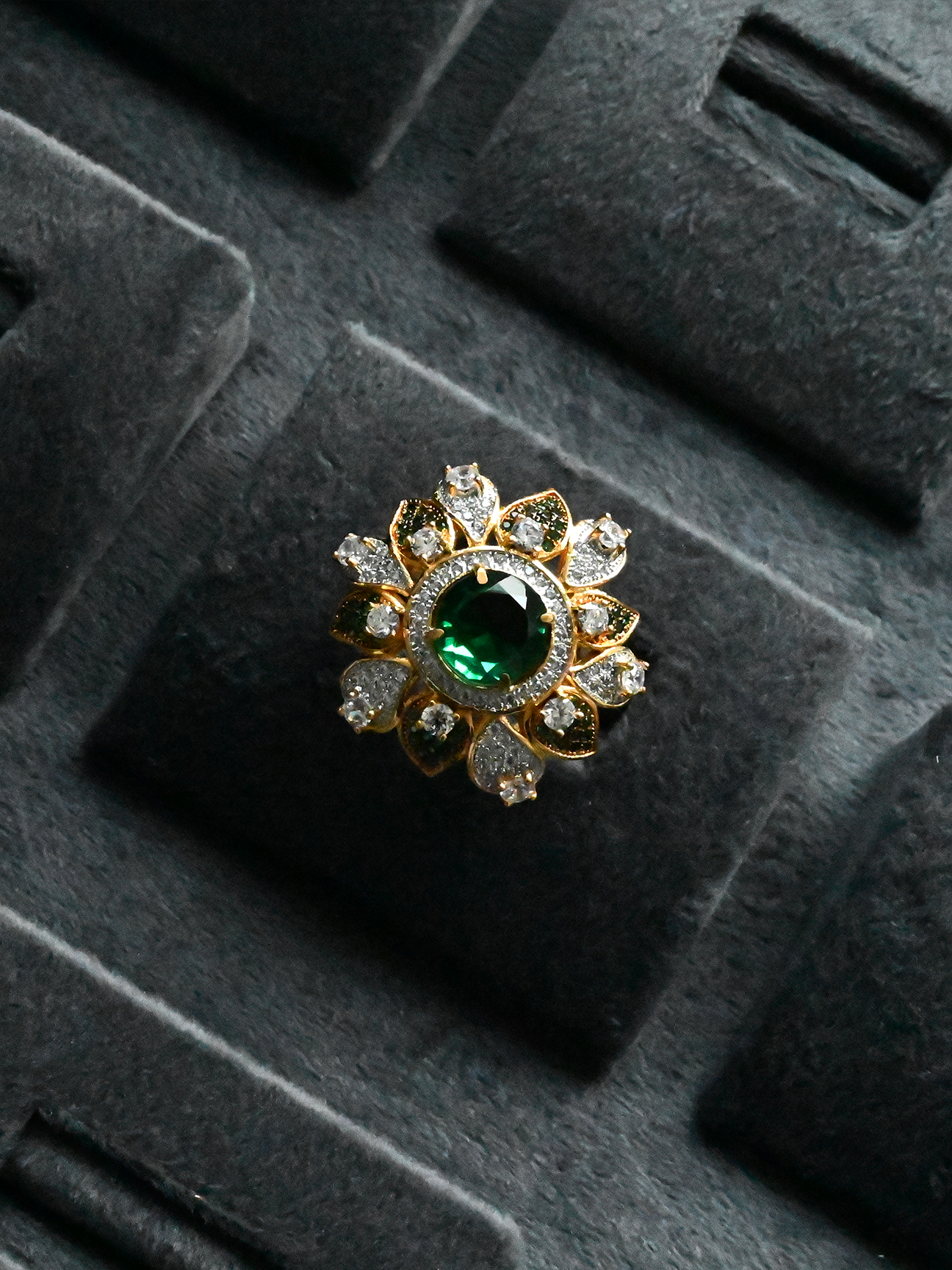 Floral Colored Stone Cocktail Ring