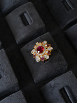 Floral Colored Stone Cocktail Ring
