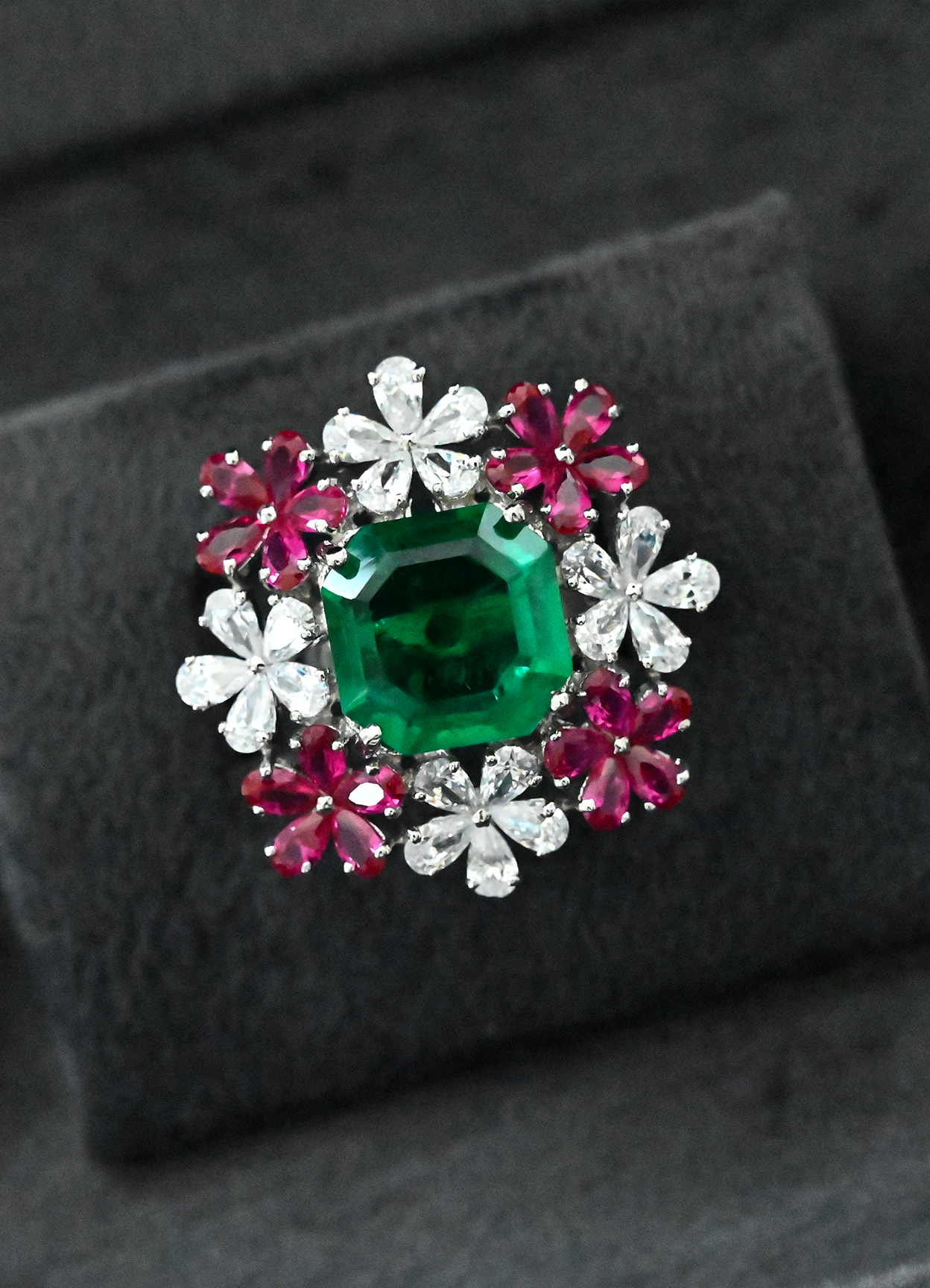 Contemporary Multicolor Stone Cocktail Ring