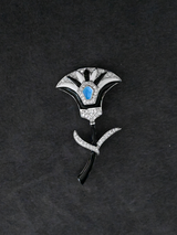 Floral Designer Enamelled Sterling Silver Brooch