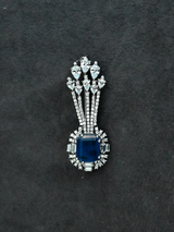 Blue Sapphire Sterling Silver Brooch