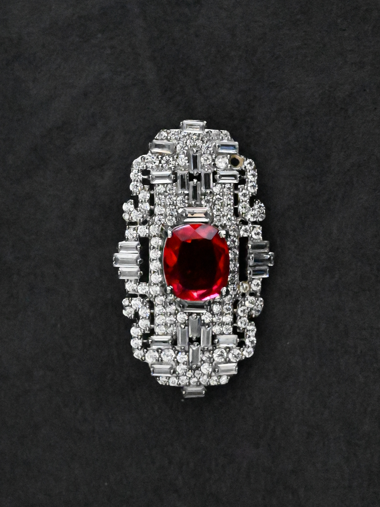 Exclusive Red Stone Sterling Silver Brooch