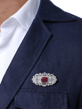 Exclusive Red Stone Sterling Silver Brooch