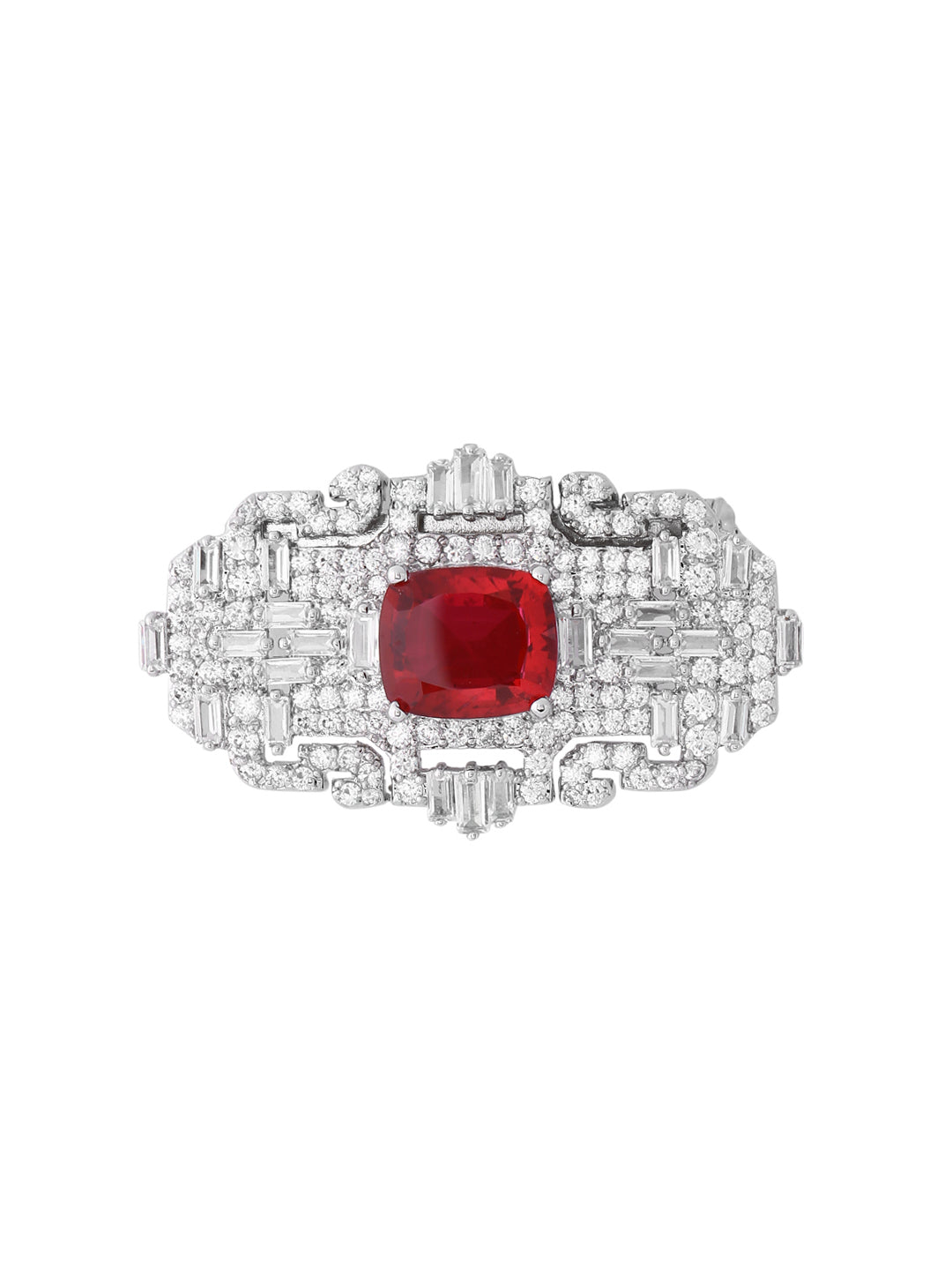 Exclusive Red Stone Sterling Silver Brooch
