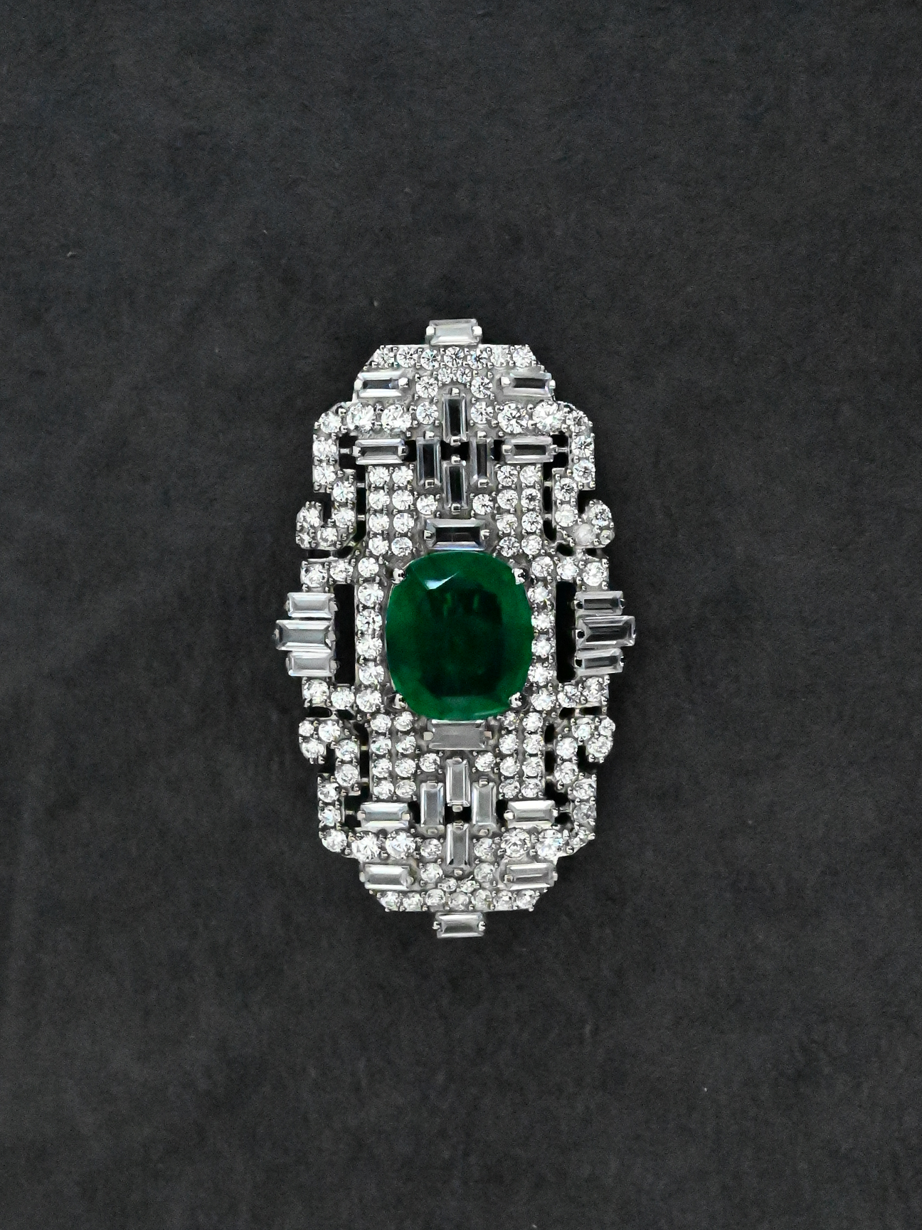 Exclusive Green Stone Sterling Silver Brooch