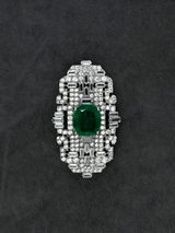 Exclusive Green Stone Sterling Silver Brooch