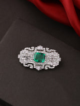 Exclusive Green Stone Sterling Silver Brooch