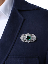 Exclusive Green Stone Sterling Silver Brooch