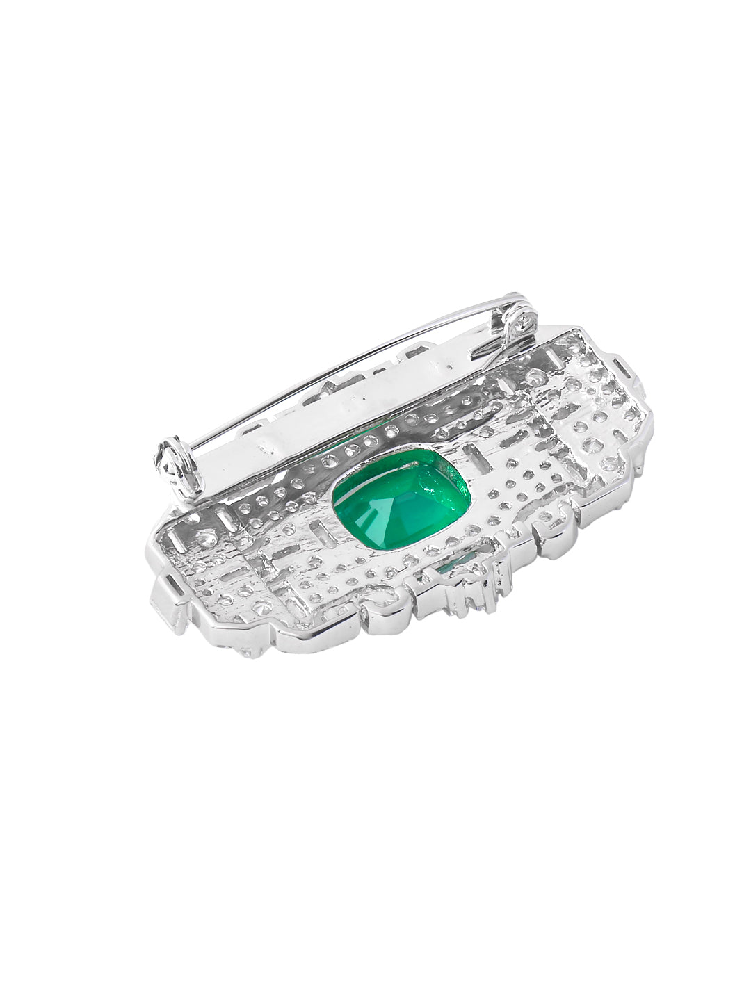 Exclusive Green Stone Sterling Silver Brooch