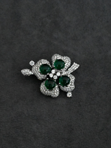 Floral Green Colored Stone Sterling Silver Female Brooch