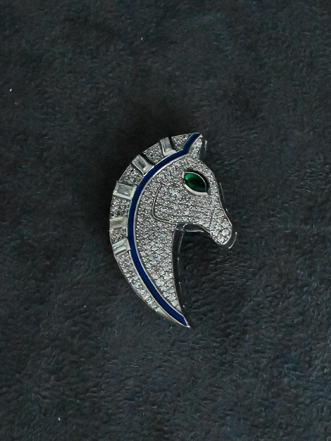 High End House Designer Mossianite Studded Enamel Sterling Silver Brooch