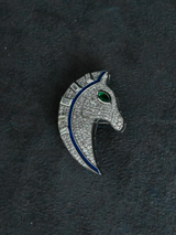 High End House Designer Mossianite Studded Enamel Sterling Silver Brooch