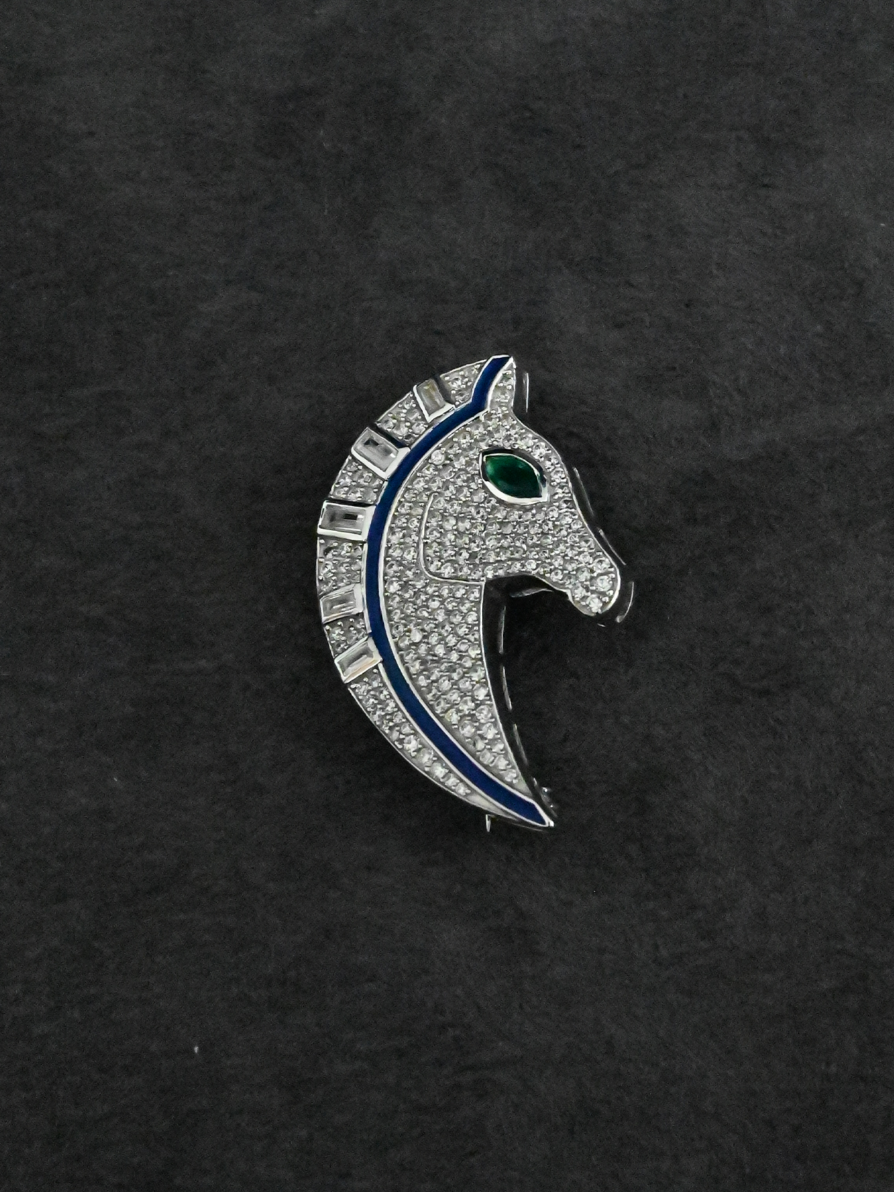High End House Designer Blue Enamel Sterling Silver Brooch