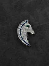 High End House Designer Blue Enamel Sterling Silver Brooch