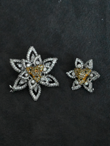 Floral Designer Two Tone Gold Plated Sterling Silver Brooch