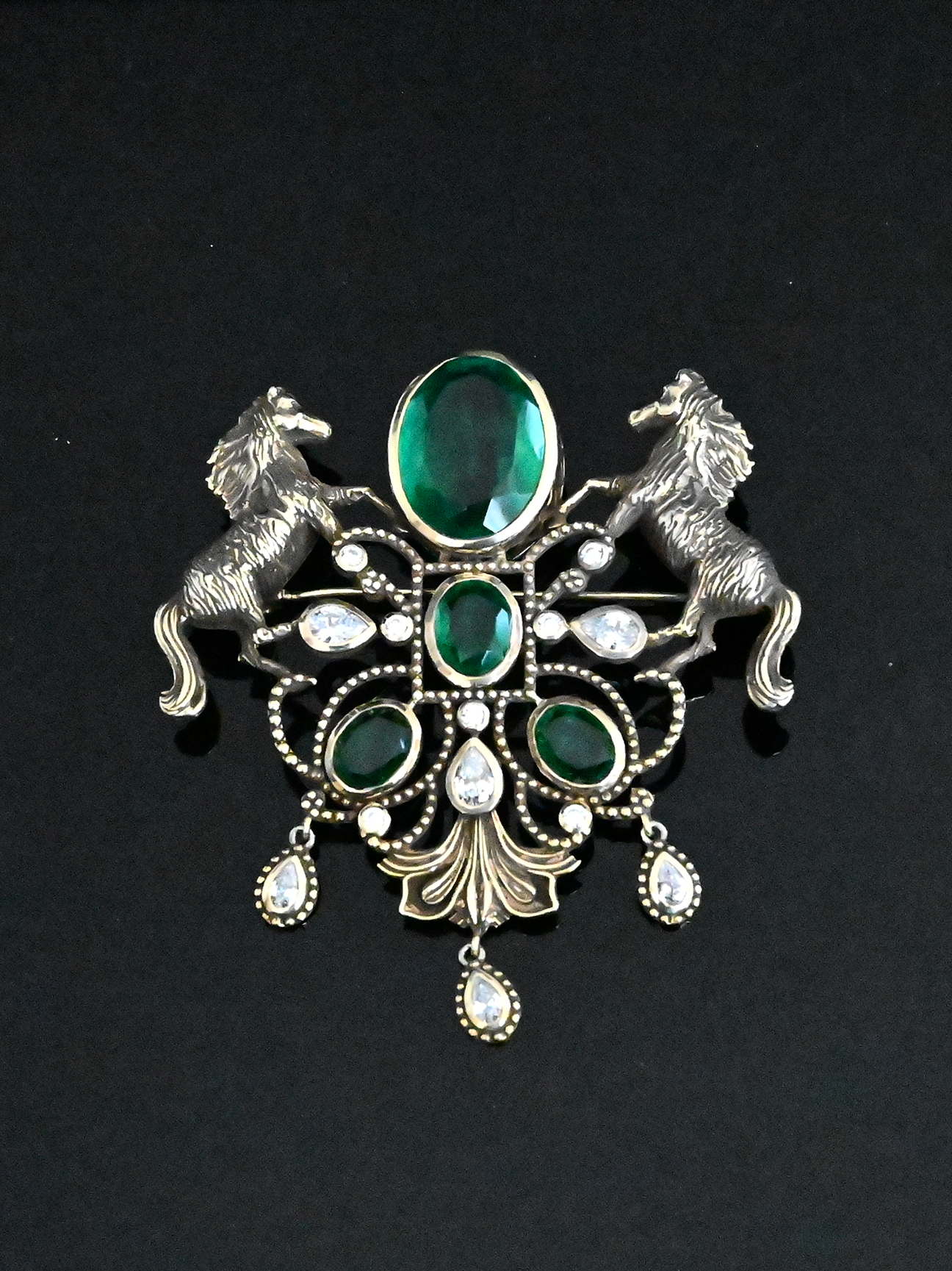 Horse Designer Big Bold Men's Oxidised Sterling Silver Brooch