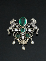 Horse Designer Big Bold Men's Oxidised Sterling Silver Brooch