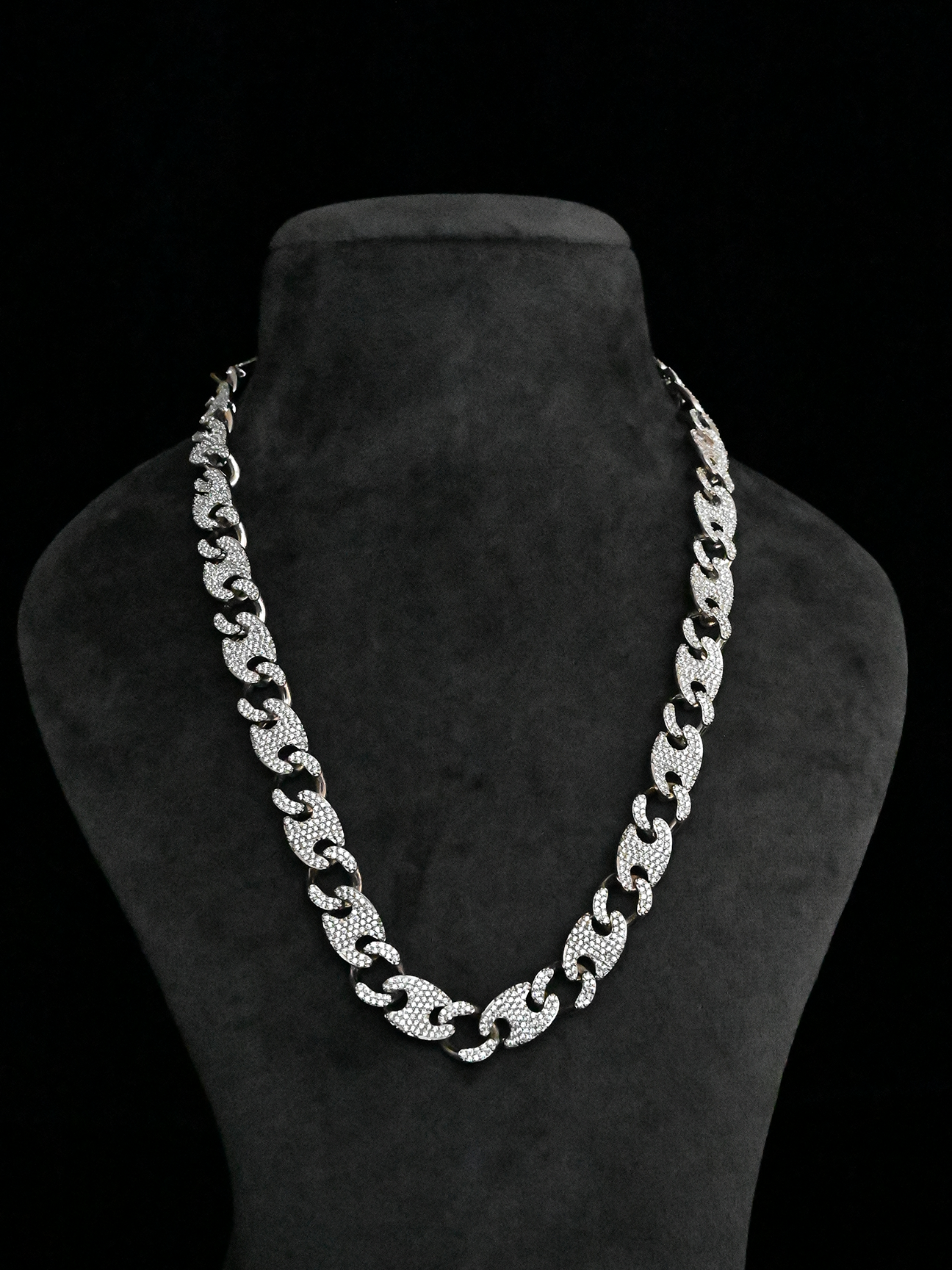 Station Links Mens Sterling Silver Mens Chain-12mm (Station Links Chain-12mm)