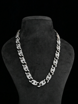 Station Links Mens Sterling Silver Mens Chain-12mm (Station Links Chain-12mm)