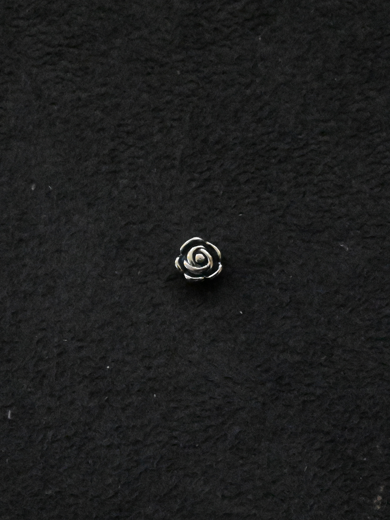 Rose Flower Oxidised Sterling Silver Charm