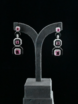 Classic Pink Stone Black Enamelled Dangler Earring