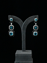 Classic Sky Blue Stone with Royal Blue Enamelled Dangler Earring