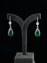 Classic Long Emerald Stone Sterling Silver Dangler Earring