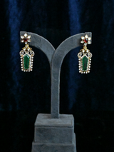 Emerald and Ruby Gold Plated Kundan Polki Dangler Earring