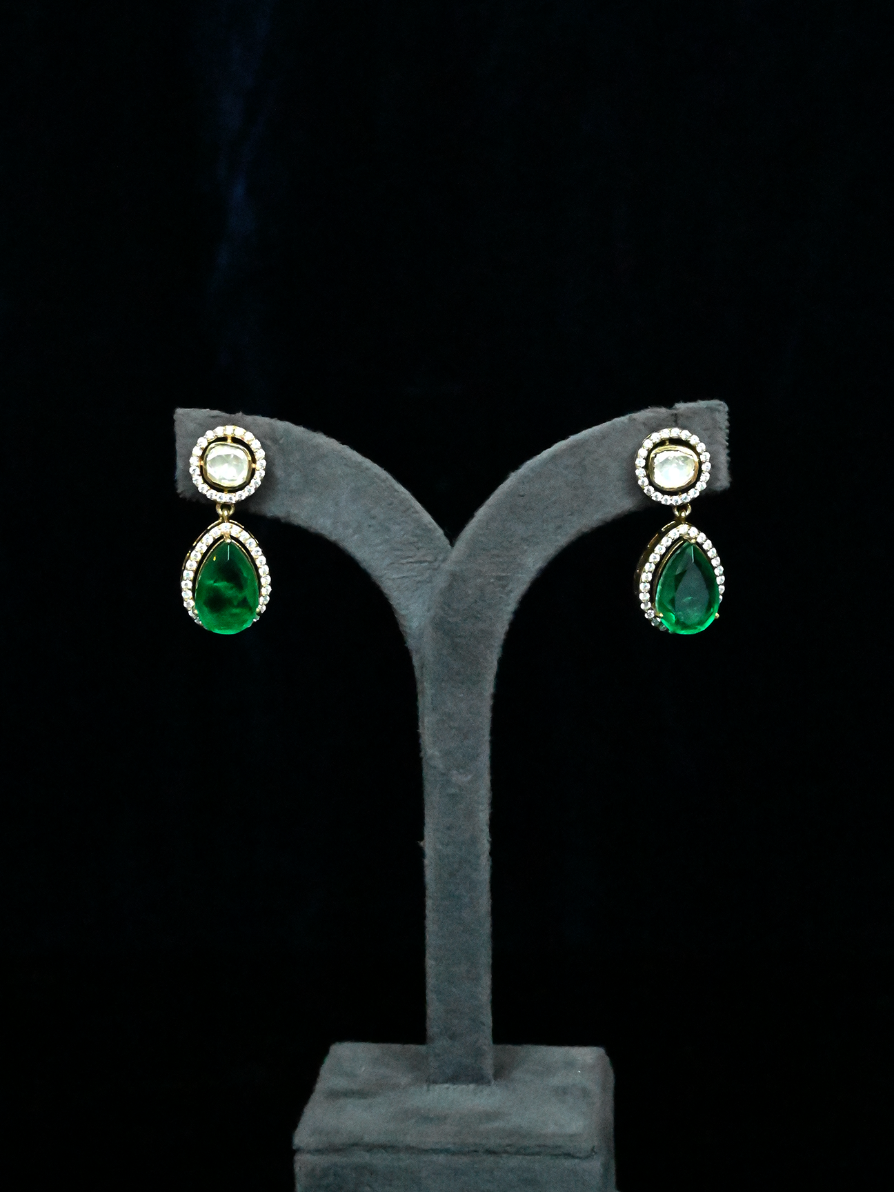 Emerald Antique Gold Plated Sterling Silver Necklace