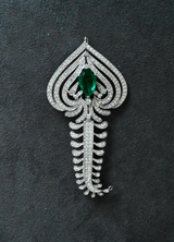 Traditional Emerald Pear Sterling Silver Kalangi for Groom