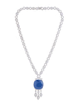 Classic Blue Color Stone Silver Necklace