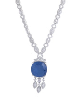 Classic Blue Color Stone Silver Necklace