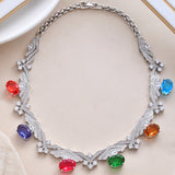 Designer Multi Color Silver Necklace