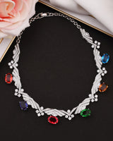 Designer Multi Color Silver Necklace