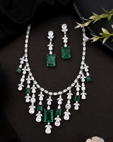 High End Colored Stones Studded Silver Necklace