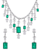 High End Colored Stones Studded Silver Necklace