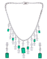 High End Colored Stones Studded Silver Necklace