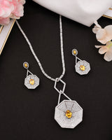 Designer Champagne Colored Stones Silver Necklace