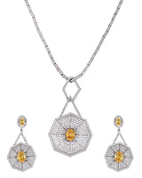 Designer Champagne Colored Stones Silver Necklace