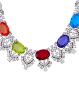 Designer Multi Color Silver Necklace