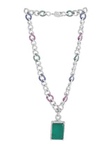 Exclusive Multi Color and Big Emerald Chain Necklace