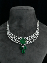 Green Drops Designer Silver Necklace