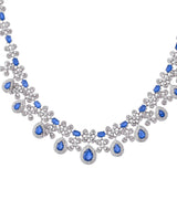 Floral Designer Blue Stone Sterling Silver Necklace