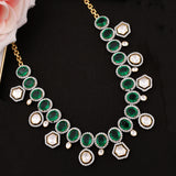 Fusion Green Stone and Kundan Polki Gold Plated Sterling Silver Necklace
