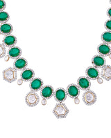 Fusion Green Stone and Kundan Polki Gold Plated Sterling Silver Necklace
