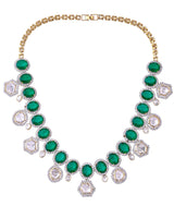 Fusion Green Stone and Kundan Polki Gold Plated Sterling Silver Necklace